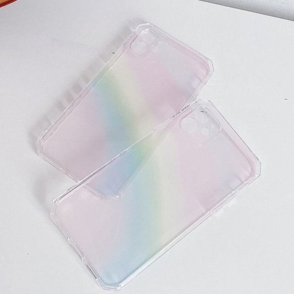 NEW iPhone 13/12/11/Pro/Max Rainbow Clear Square iphone case - Picture 4 of 7